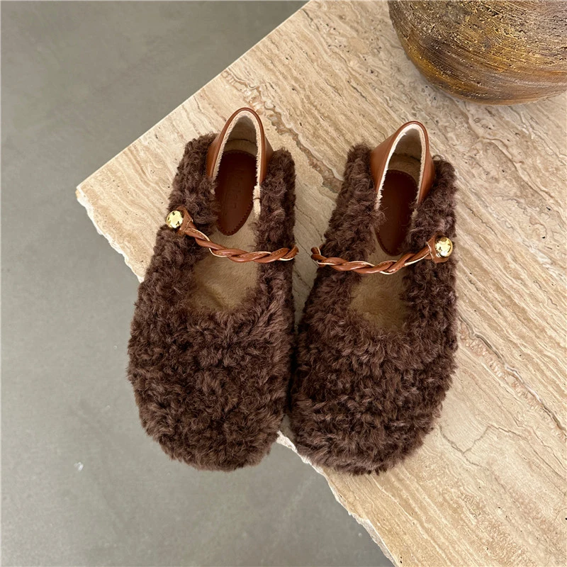 

New Winter Retro Women Snow Warm Suede Leather Lazy Loafers Pumps Shoes Woman Lady Female Flats Bottine Elastic Wool Mujer Shoes