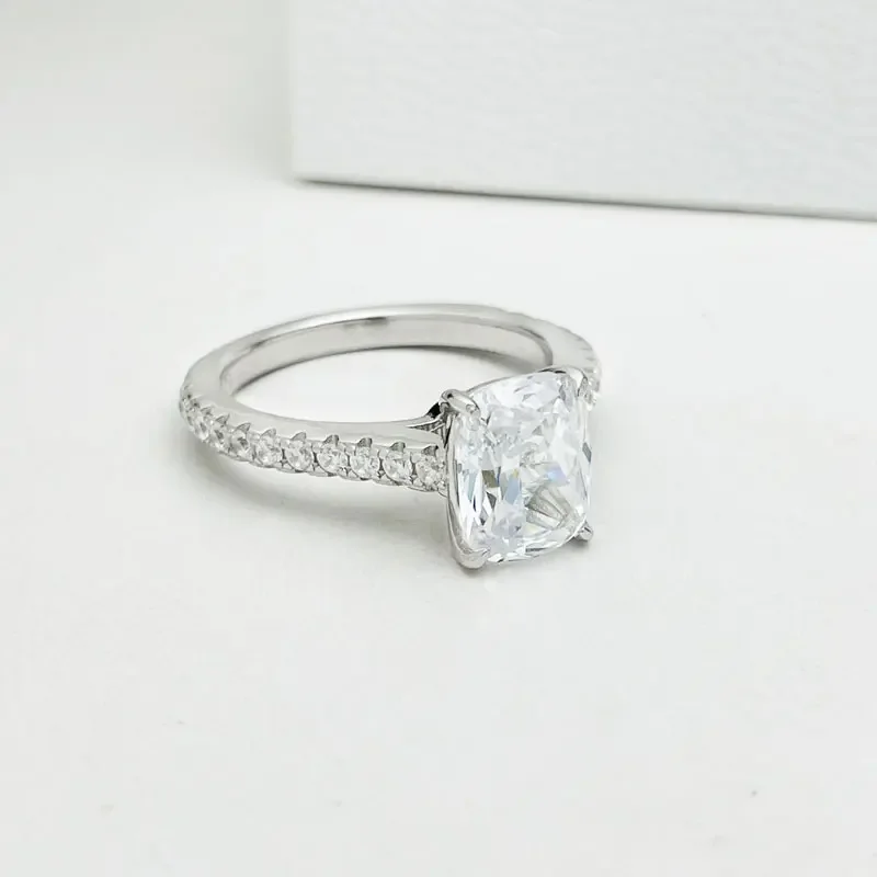 Moissanite Diamond Rings For Women Engagement Cushion Cut 3 Carat D Color 925 Sterling Silver Wedding Gifts Promise Jewelry