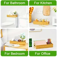 1pcs Toilet Paper Storage - Bamboo Bathroom Tray with Handles - Bamboo Basket for Toilet Tank Top and Counter,Rustic Home Decor 2