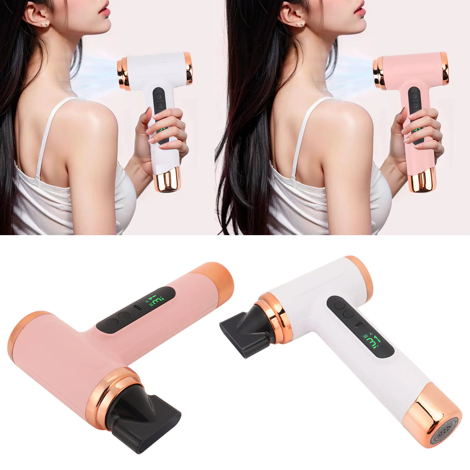 Portable Hair Dryer 200W USB Rechargeable Lightweight Multi Modes Fast Drying Hot and Cold Air Hair Dryer 15000mAh for Travel hair dryer portable hair dryer