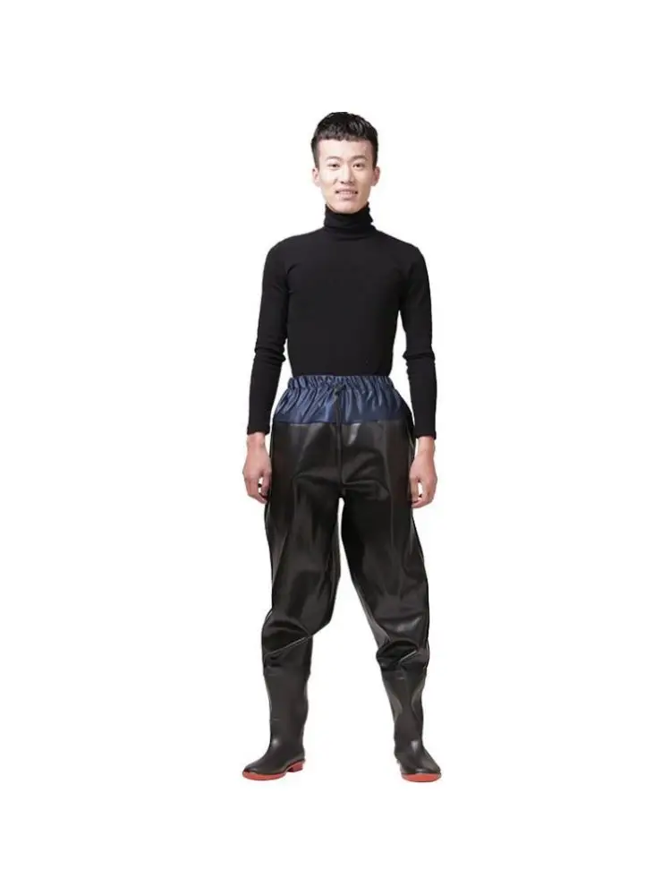 두꺼운 웨이딩 팬츠 남성용 하프 바디 오버올 낚시복 방수 레인부츠 계류 낚시 바다 낚시 장비 반팔