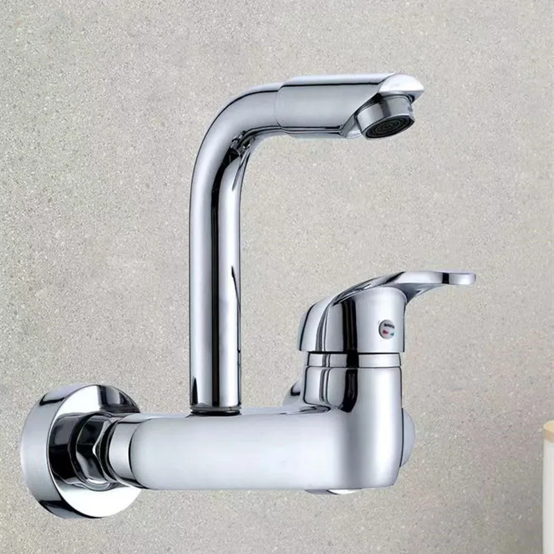 Brass Kitchen Wall Mounted Cold Hot Water Faucet Sink Mixer Balcony Washing Mop Basin Bibcock Universal Tap Plumbing Accessories images - 6