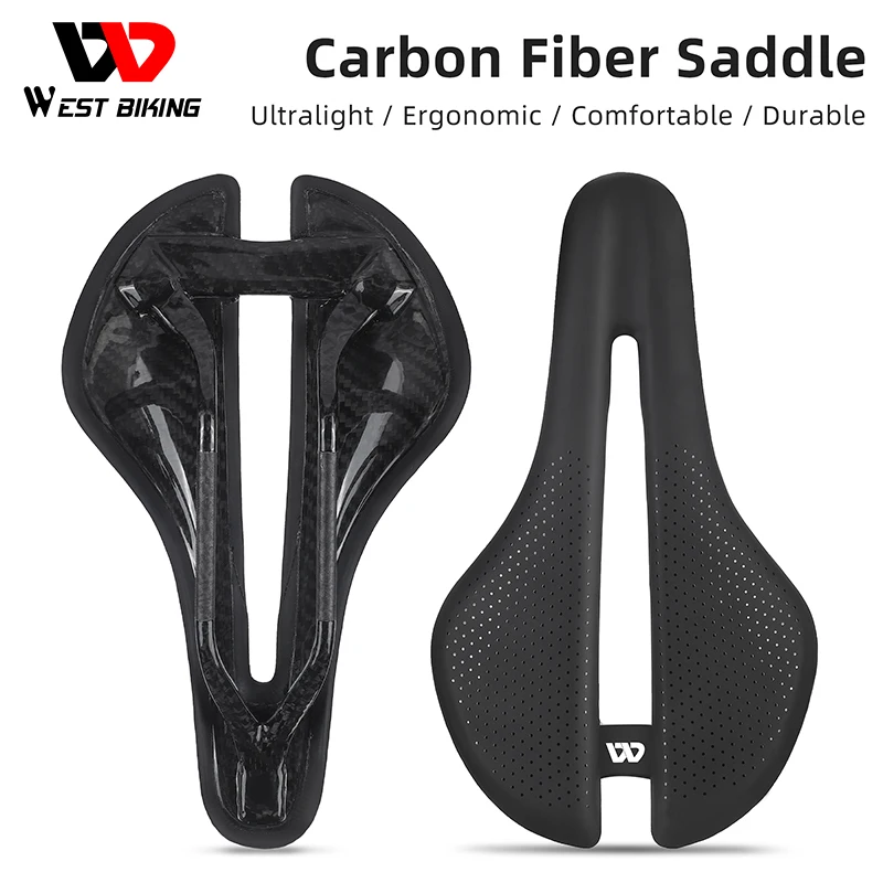 

WEST BIKING Carbon Fiber Bicycle Saddle Ultralight Ergonomic Bike Cushion Breathable Waterproof Bike Seat Cycling Accessories