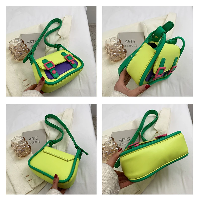 Fashion Women's Bag 2022 Trend Kawaii Soft PU Leather Crossbody Bags Green Small Shoulder Bags Versatile Quilted Handbags Summer