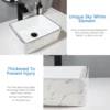 ZAPPO White Marbling Bathroom Sinks 16 inch Ceramic Vessel Sink Above Counter Bathroom Vessel Sink with Faucet and Drain Combo 5