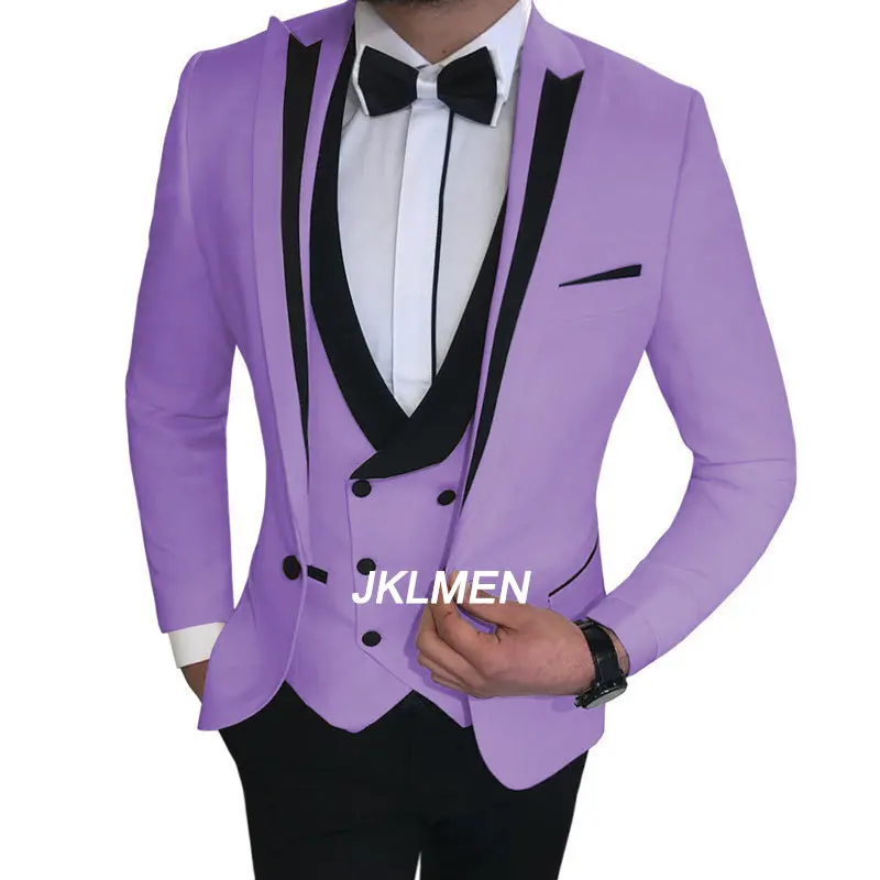 Men Suits Polyester Casual Four Seasons Men Business Suits Men's Special 3 Pcs Set Groom Wedding ( Jacket + Vest + Pants )