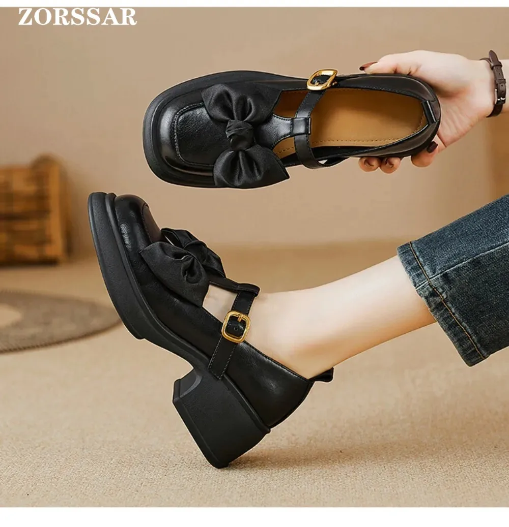 

Bows Lolita Shoes Mary Jane Kawaii Shoes Women Japanese Style Vintage Girls High Heel Platform College Student Tacones Mujer