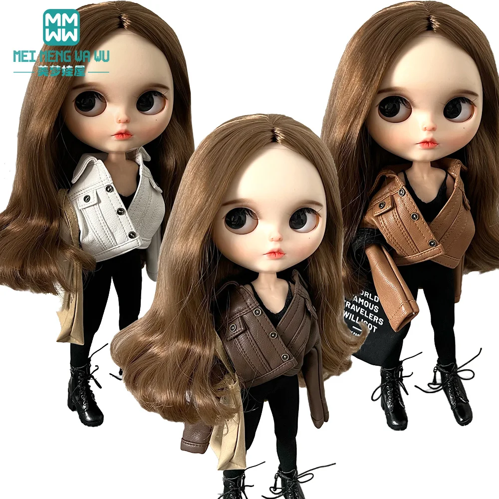 Passend für 28 cm große Blyth Azon OB22 OB24 Puppenkleidung, modische Lederjacke, Spielzeug, Geschenk – Detail 3