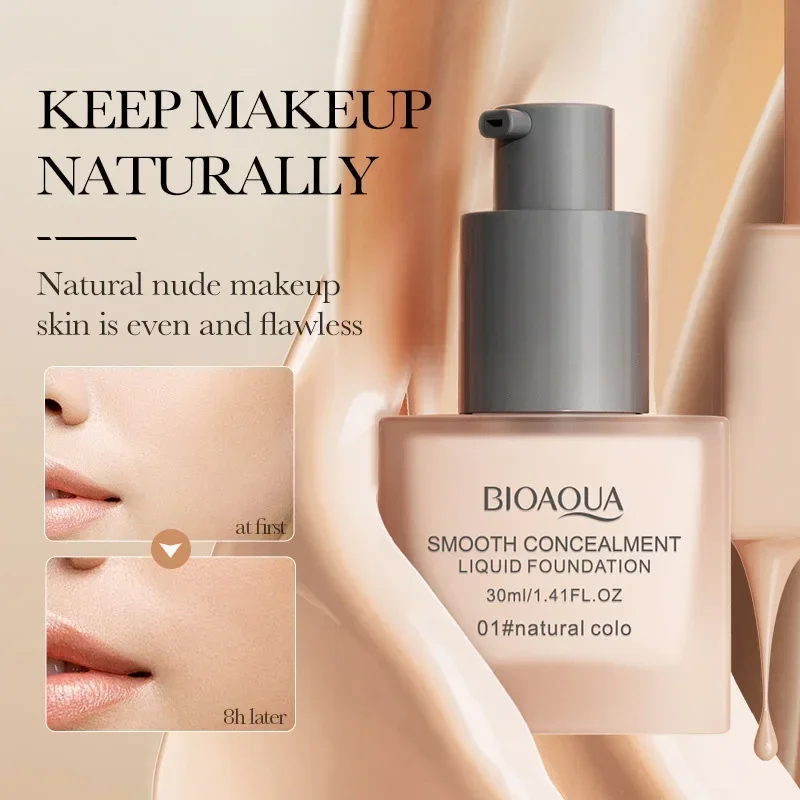 BIOAOUA Whitening Concealment Liquid Foundation 30ml Smooth Flawless BB Cream Long Term Makeup Retention Base Cream Makeup 3
