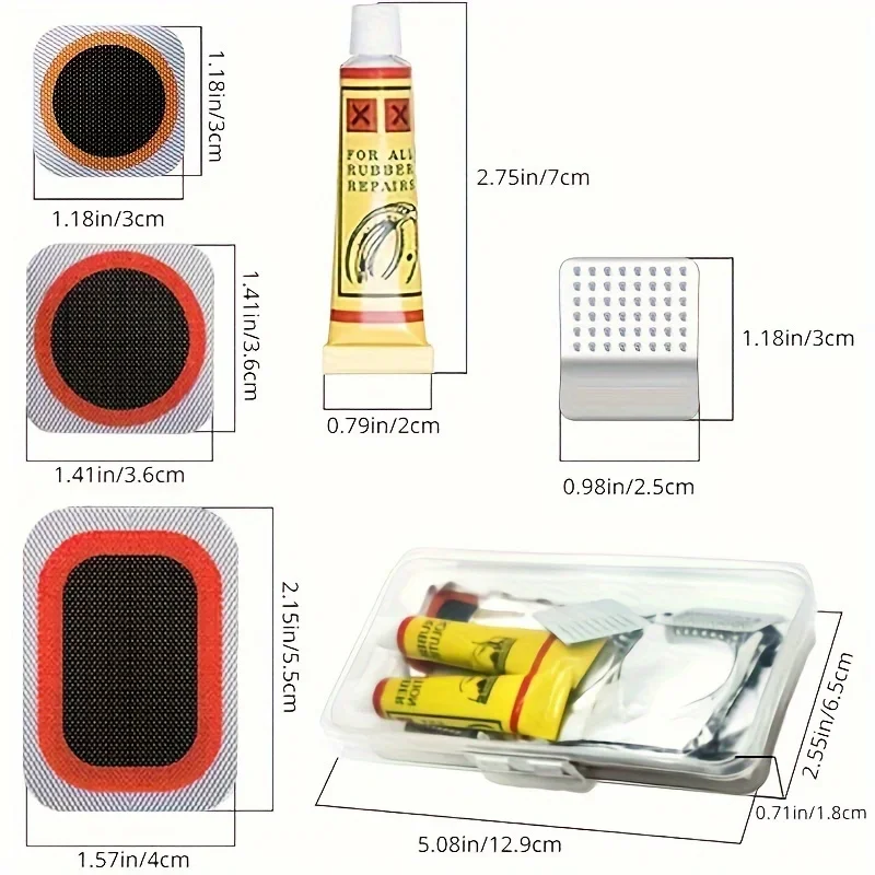 Bike Repair Kit with Vulcanizing Patches & Tools 2