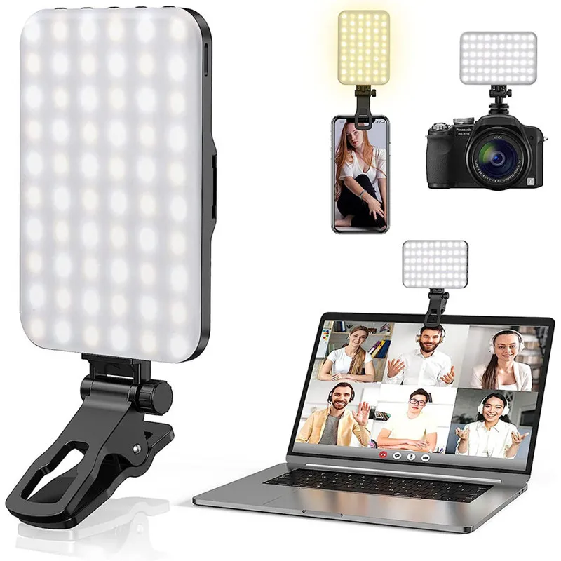 

Portable Mini Selfie Fill Light Rechargeable 3 Modes Adjustable Brightness Clip On For Mobile Phone Computer Fill Light