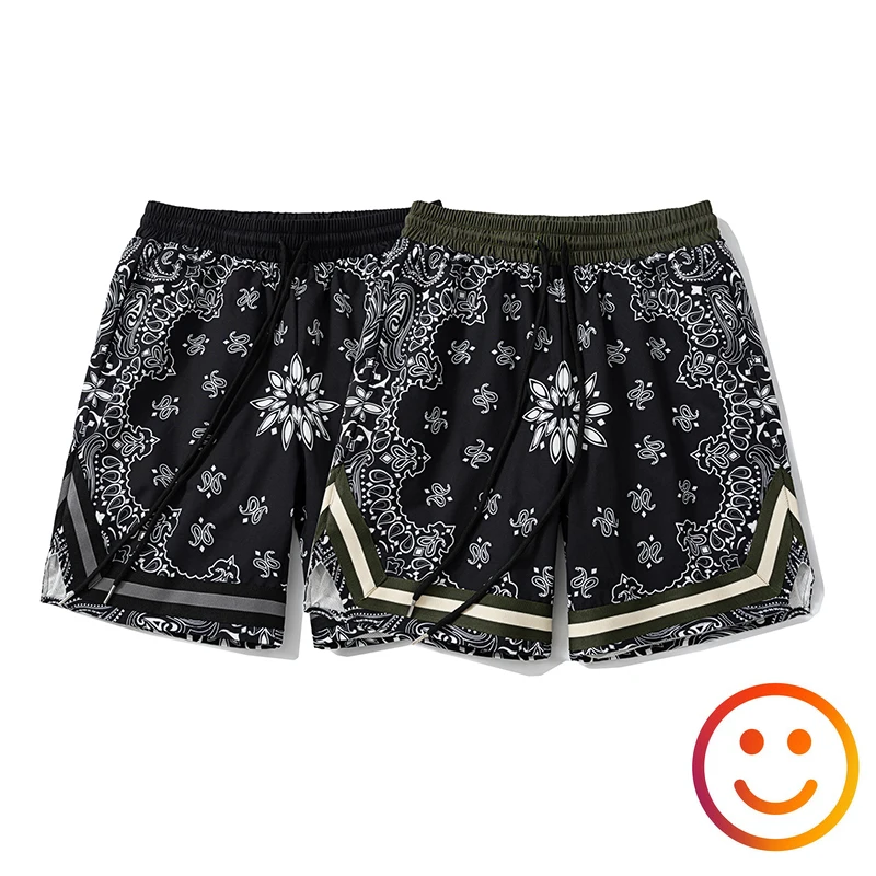 Cashew Flower Print Mesh Basketball Shorts Summer Loose Versatile Shortpant Men Women High Quality Drawstring Track Pant Paisley