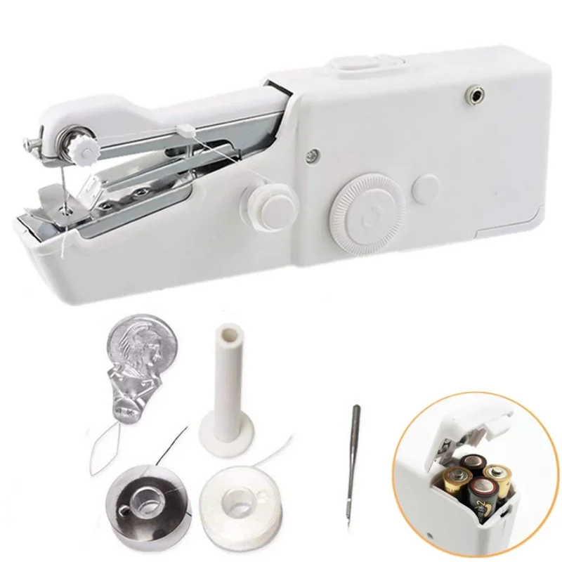 Hand Mini Sewing Machine for Quick Handy Stitch Sew Needlework Cordless Clothes Fabrics Portable Household Electric Sewing Machine embroidery machine