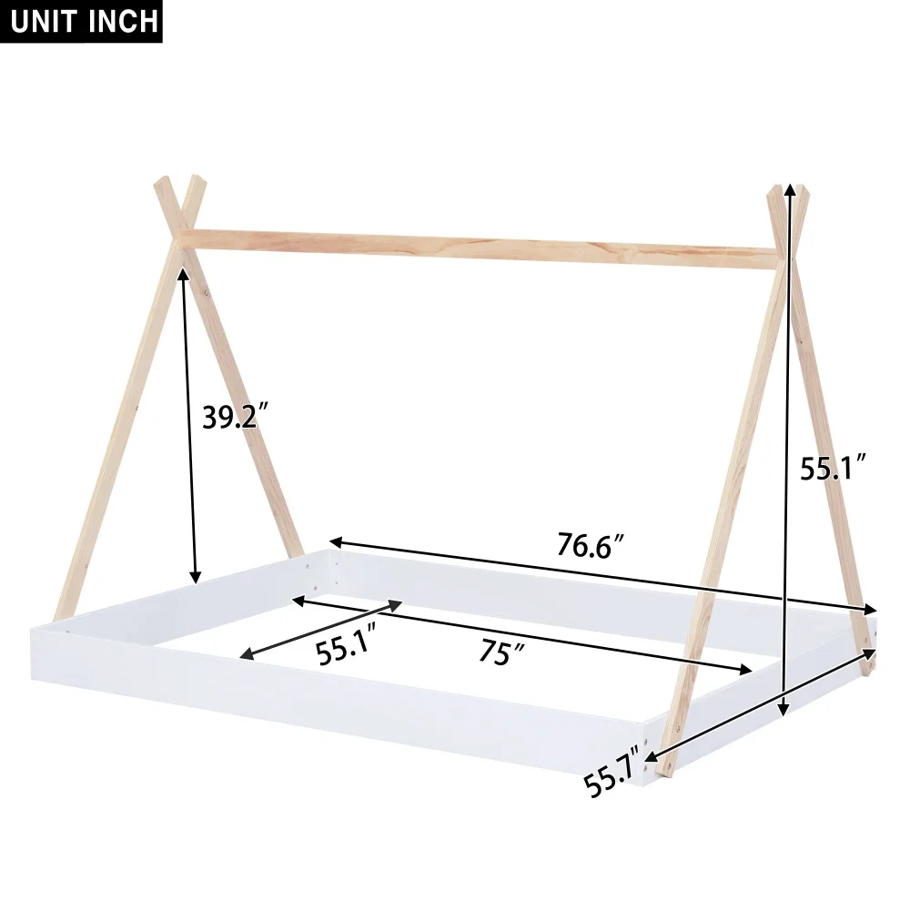 Children Beds Tent Floor Bed with Triangle Wooden Bed Toddler Bed Kid Beds Furniture Beds for Girls Children Furniture US 6