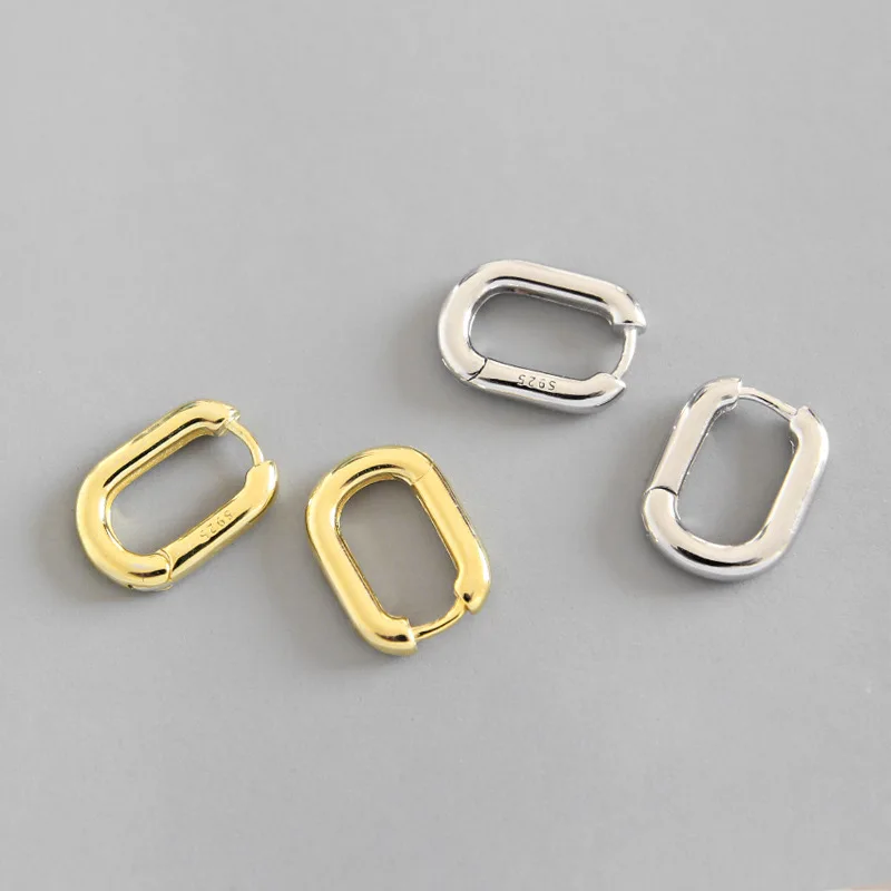 

Aide 925 Sterling Silver Geometric Hoop Earrings for Women New Trend Simple Minimalist Small Smooth Square Earrings Pendientes