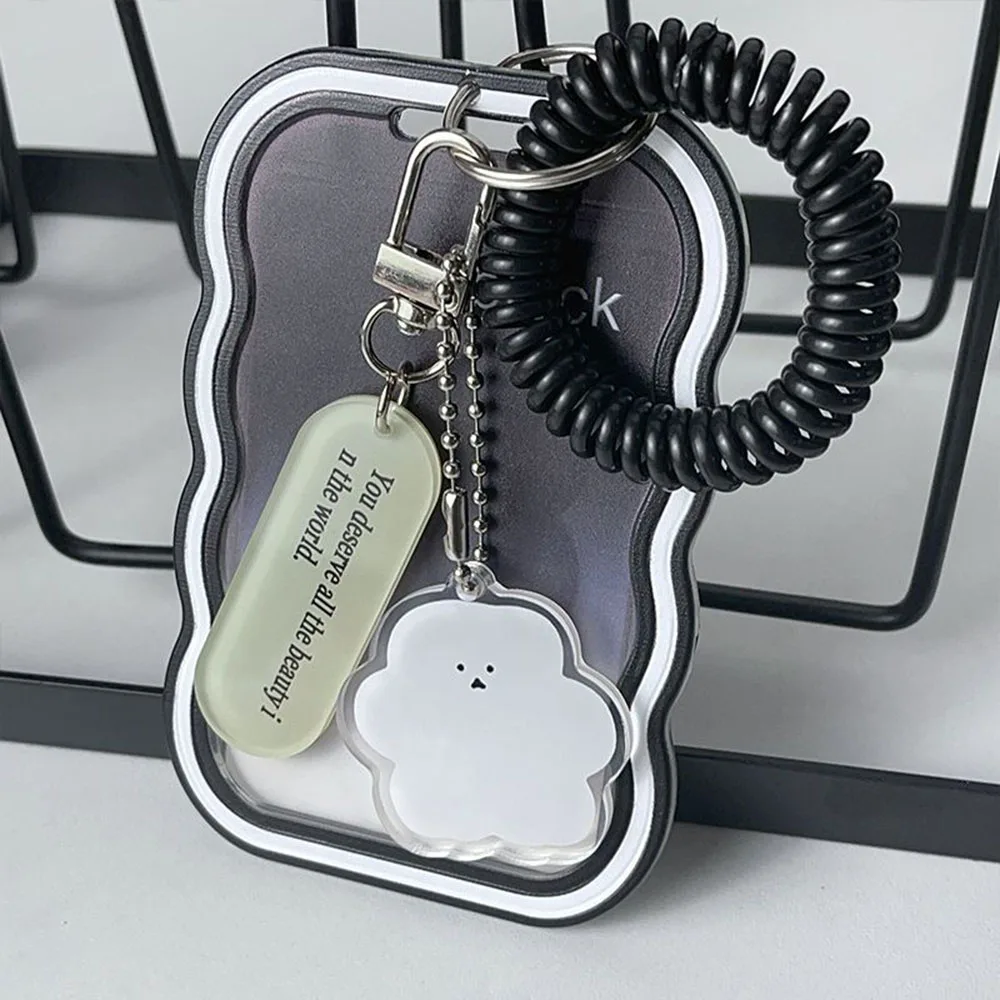 INS Transparent Photocard Holder with Spring Keychain Idol Photo Protective Case 3 Inch Photo Card Holder Student ID Card Cover 5