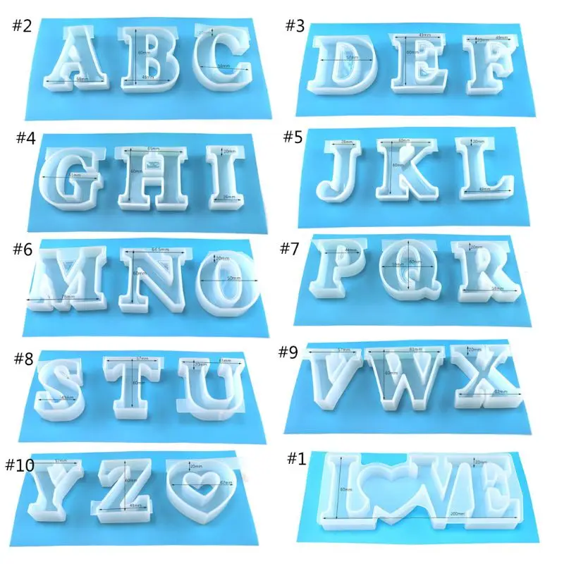 

English Letter Resin Mold Silicone 26 Epoxy Resin Casting Molds for DIY Craft Table Decor Handmade Gift Mold