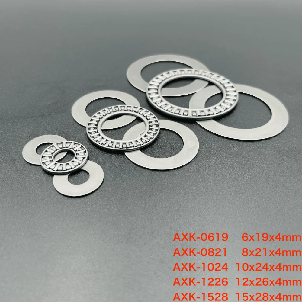 Thrust Needle Roller Bearing With Two Washer 5 Sets AXK0619+2AS AXK0821+2AS AXK1024+2AS AXK1226+2AS AXK1528+2AS 3-in-1