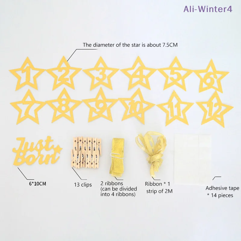 【Winter4】12개월 사진 프레임 배너 첫 번째 생일 파티 장식 어린이 첫 번째 생일 남아 여아 한 살 생일 용품