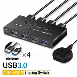 Advanced 4x4 USB KVM Switch Hub for Seamless Peripheral Sharing (USB3.0)