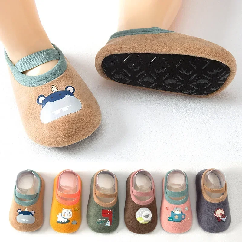 Baby Anti-slip Socks Newborn Warm Crib Floor Shoes with Rubber Sole for Children Boy Toddler Foot Girl Infant Cute Kids Slippers