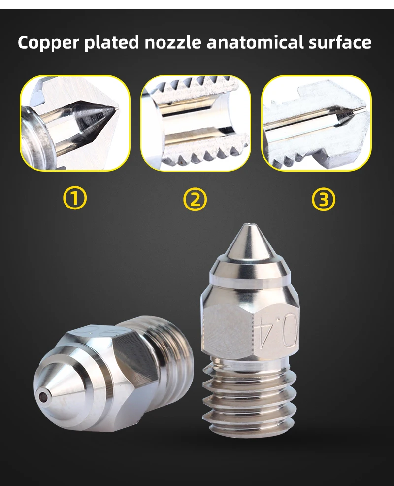 Kupferbeschichtete Düse für 3D-Drucker Ender-3 S1 Neo CR6SE Sprite Extruder Hotend Block M6 Gewinde Ender 3 S1 Pro MK8 – Detail 4