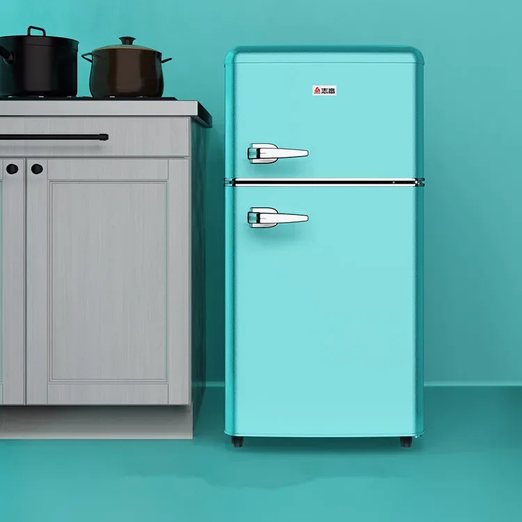220V 118L Retro Refrigerator Small Household Double Door Refrigerator Fridge Small small fridge for room