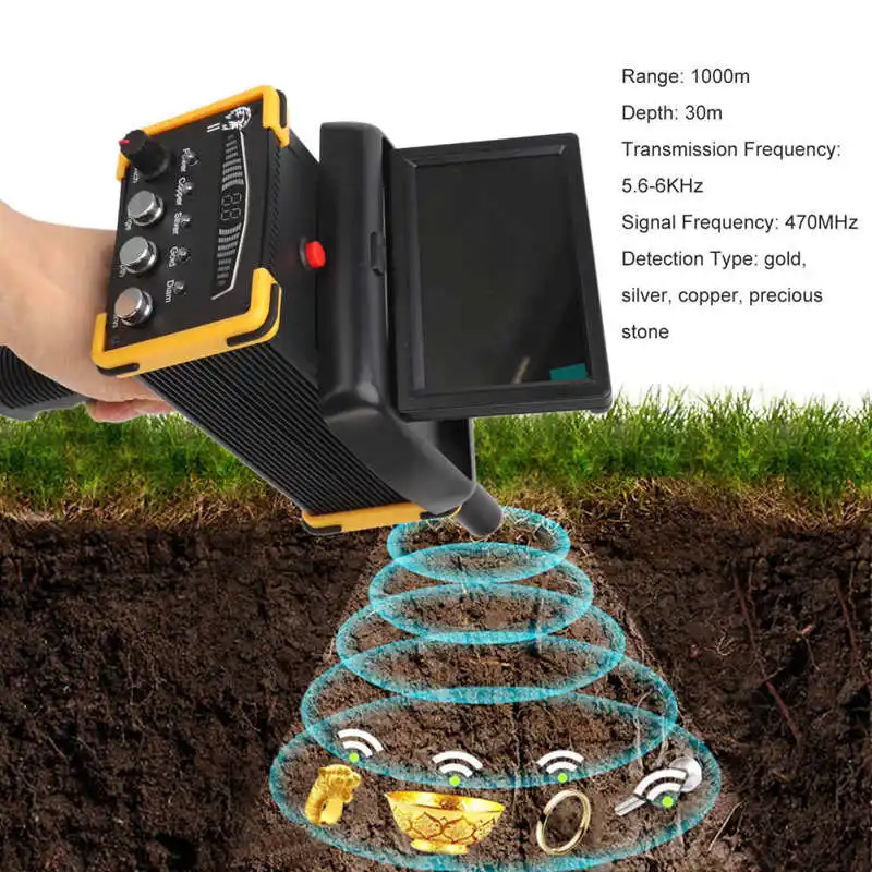100 240V 30m Deep Metal Detector Folding Screen Gold Finder Metal Scanner Device Search Range 1000m