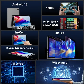 BNCF Android 16 Tablet 10.1‘’ HD IPS Screen With Unisoc T7200 4GB RAM 64GB/128GB ROM 6000mAh L1 Supported WI-FI 5 BT5.0 Tab 2