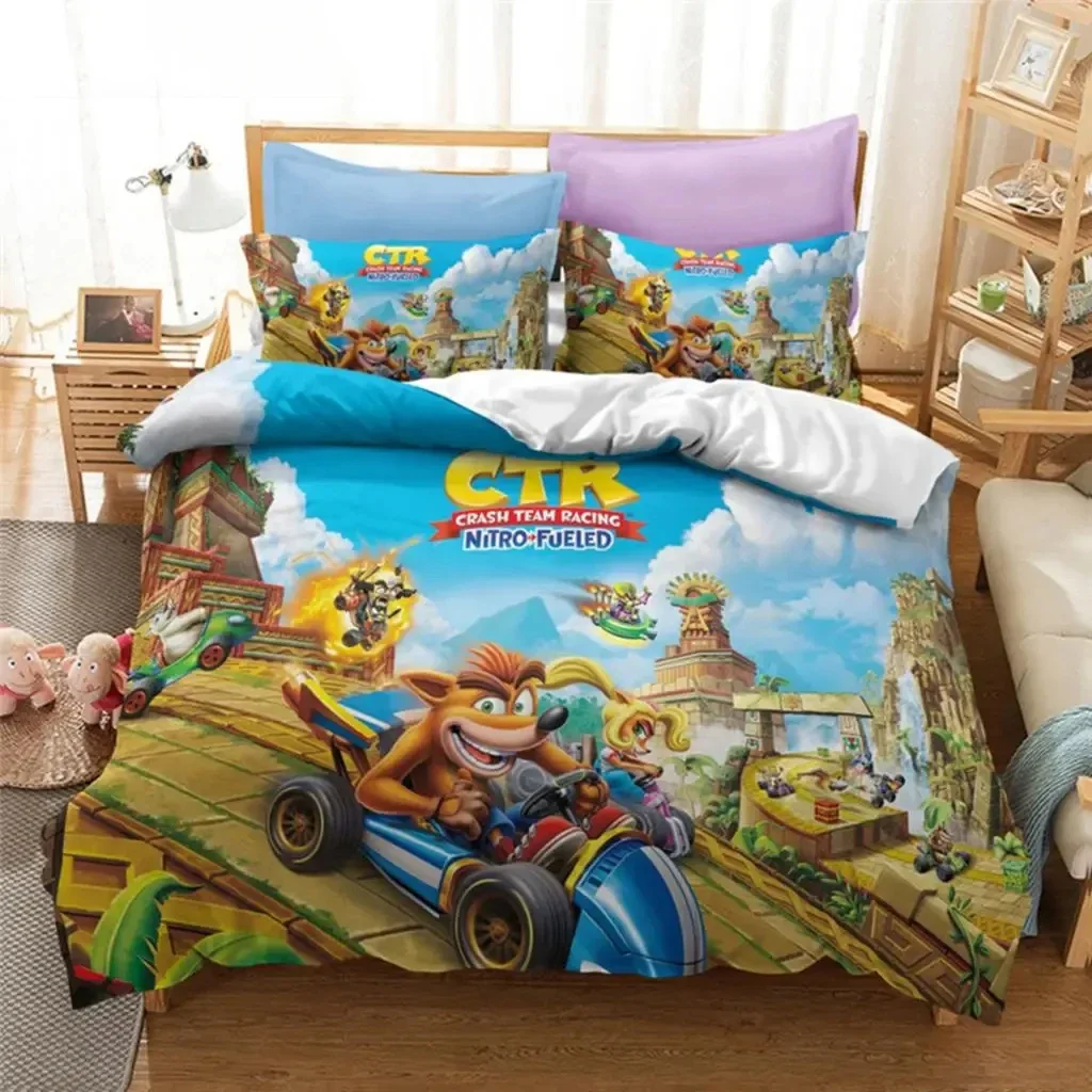 Game Crash Bandicoot Bedding Set Boys Girls Twin Queen Size Duvet Cover Pillowcase Bed Kids Adult Fashion Home Textileextile 4