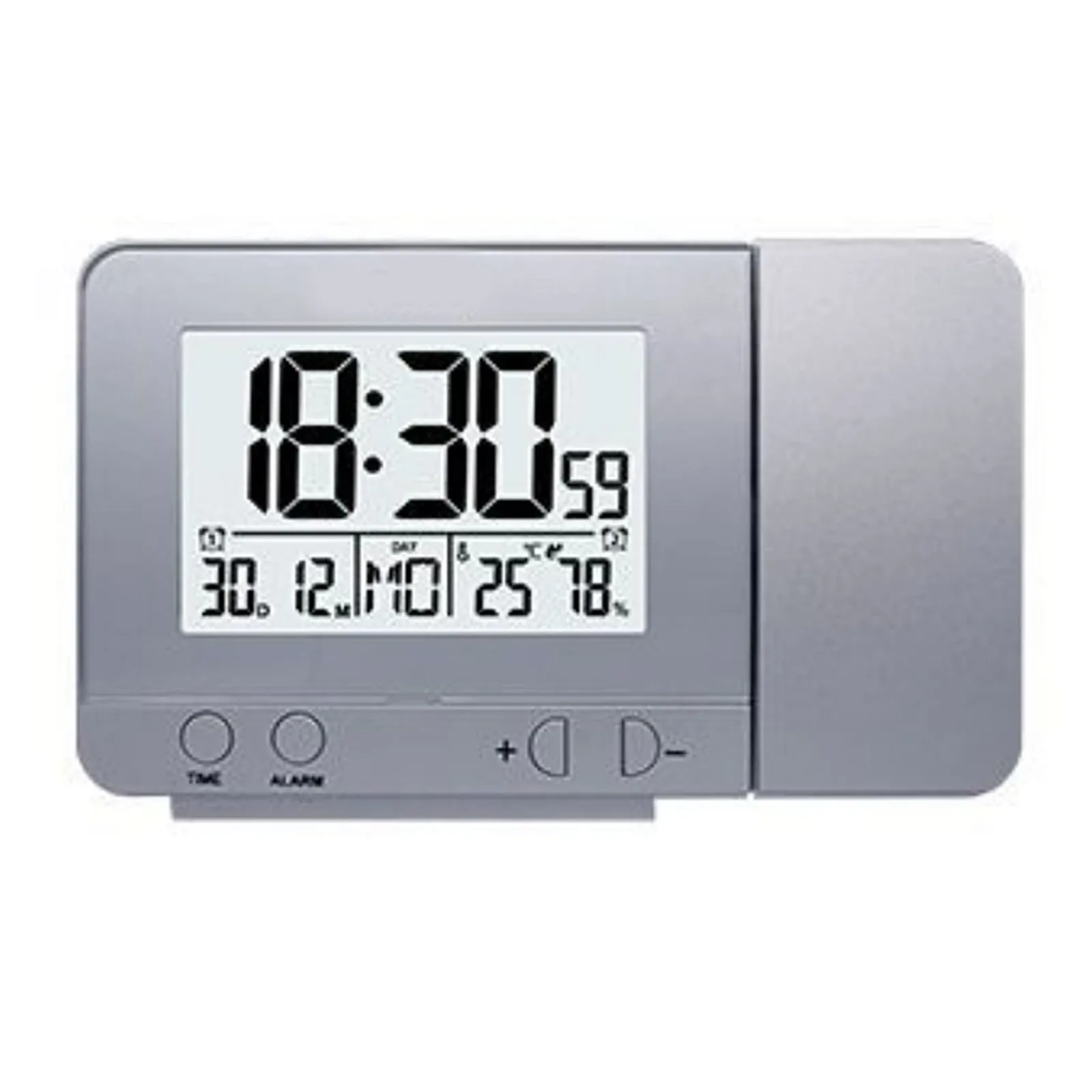 

LCD Projection Alarm Clock with USB Charging Port Large Screen Time Display Dual Alarm Clocks 5 Minute Snooze Function