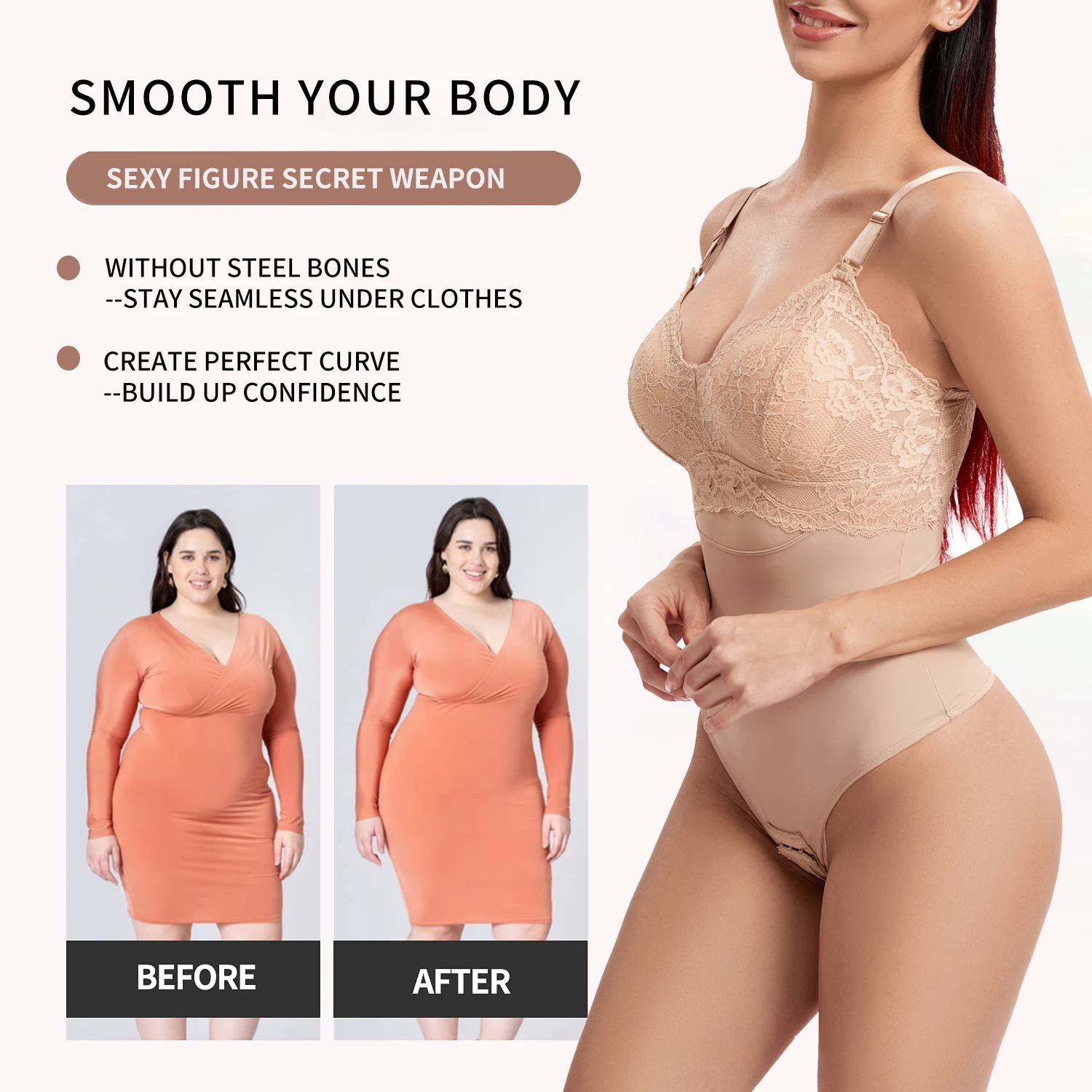 Lace Thongs Bodysuit Shapewear Women Seamless Full Body Shaper Slimming Waist Tummy Control Underwear Flat Belly Smooth Corset Waist Trainer Women Body Shaper Sexy Bodysuit