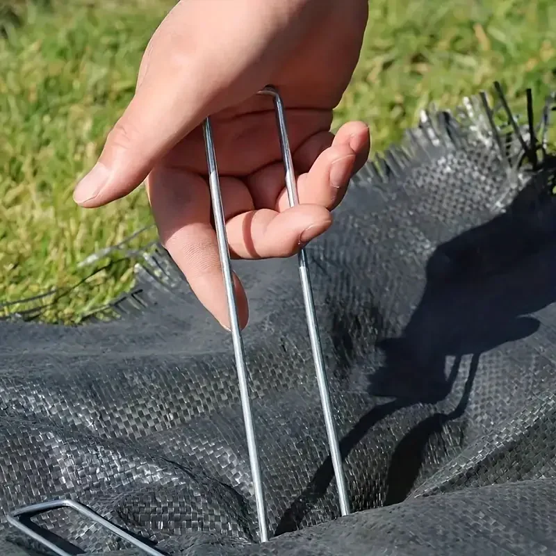 Garden Staples U-type Heavy-duty Fence Tubing Stakes Sod Pins Galvanized Landscape Spike For Holding Lawns Barrier Ground Nail