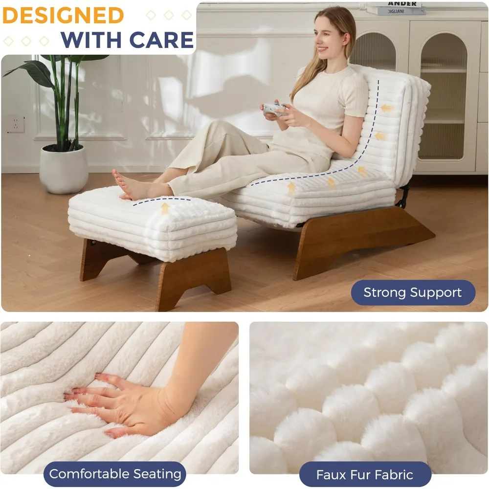 Modern Adjustable Accent Chair with Ottoman, 6