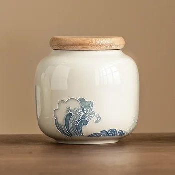 Wave Relief Ceramic Tea Jar 1