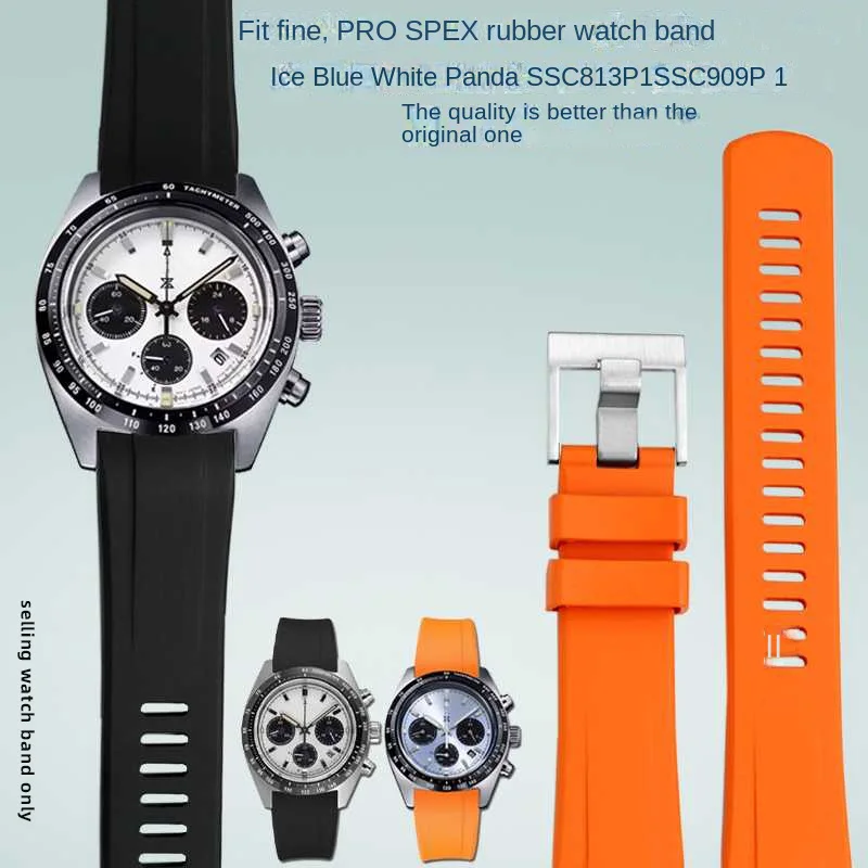 

Резиновый изогнутый черный, синий, оранжевый ремешок для часов Seiko smc813p1, SSC917P1, панда, водонепроницаемый ремешок для мужчин, 20 мм