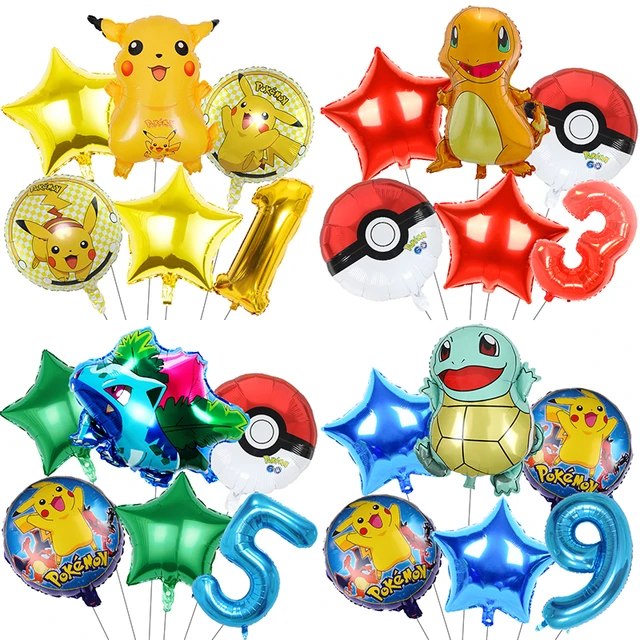 Ensemble de ballons Pokémon Pikachu, décorations de fête, SLaura tle  Bulbasaur, ballon de poche pour fête d'anniversaire, figurine cadeau,  jouets pour enfants, 65 pièces - AliExpress