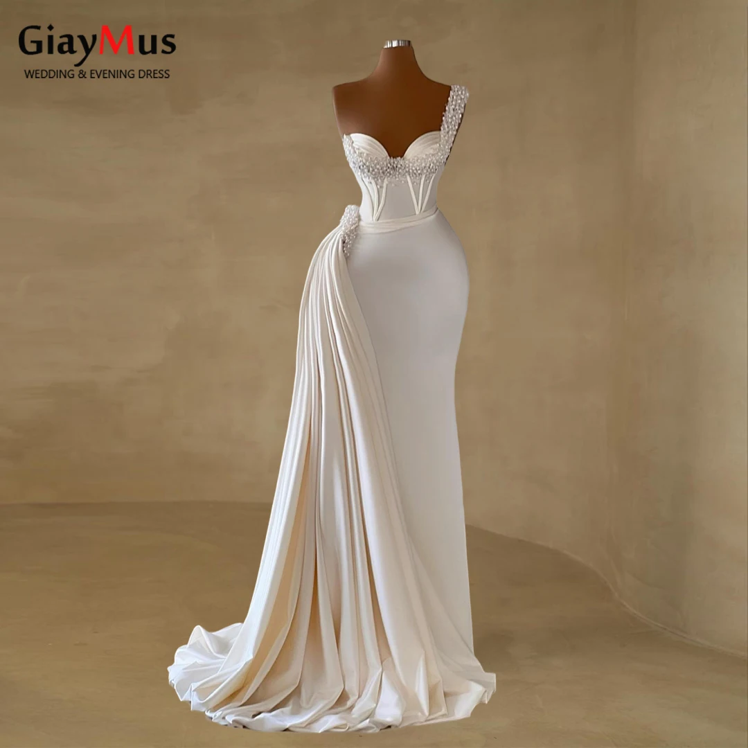

GiayMus Elegant Mermaid Wedding Dresses For Women Sweetheart Pearls Beaded Long Boho Modest Bridal Gowns Vestidos De Noiva