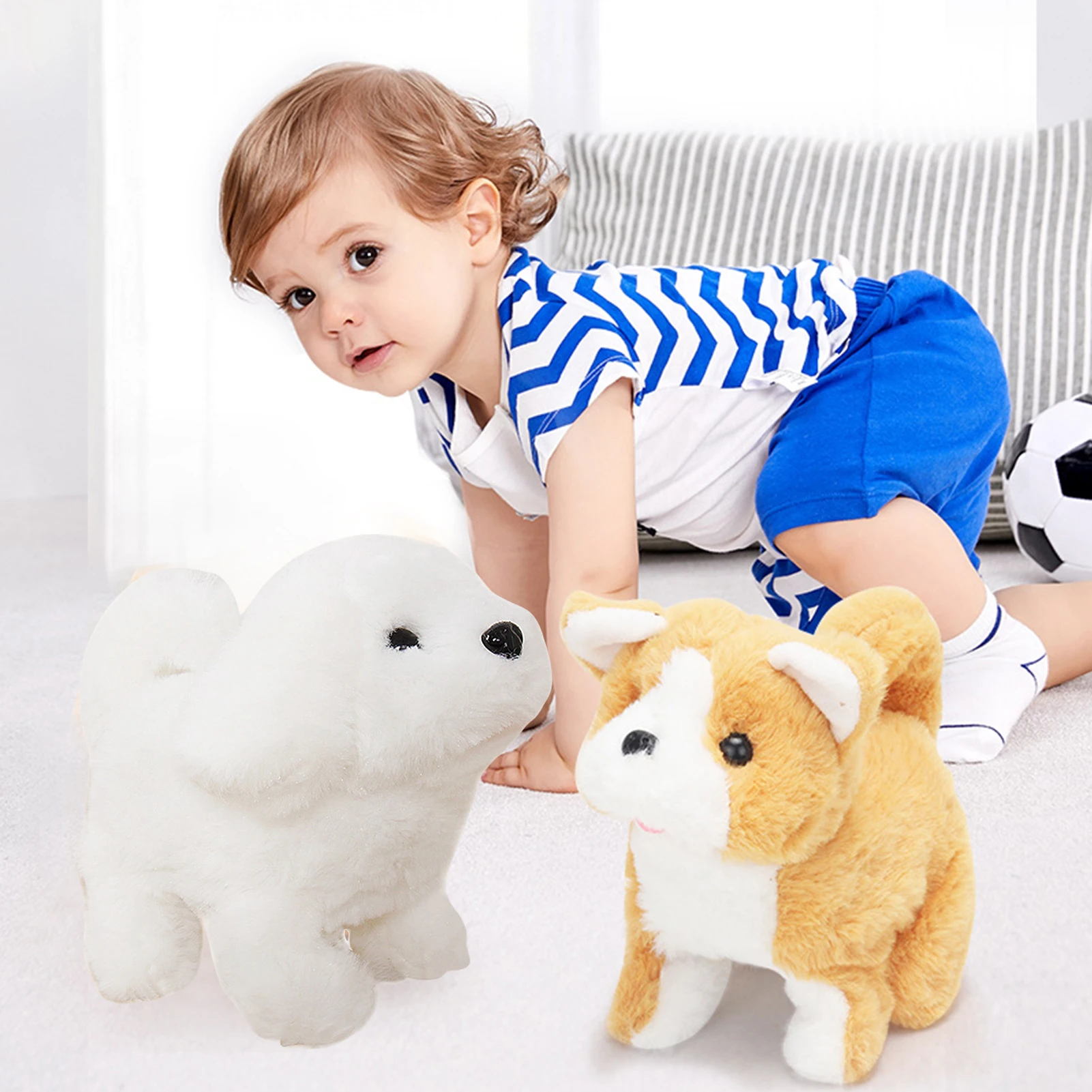 Dedication Pet Toy Dog Barks, Sits, Walk, and Flips Plush Dog Toy Puppy Electronic Interactive Pet Dog Golden Retriever