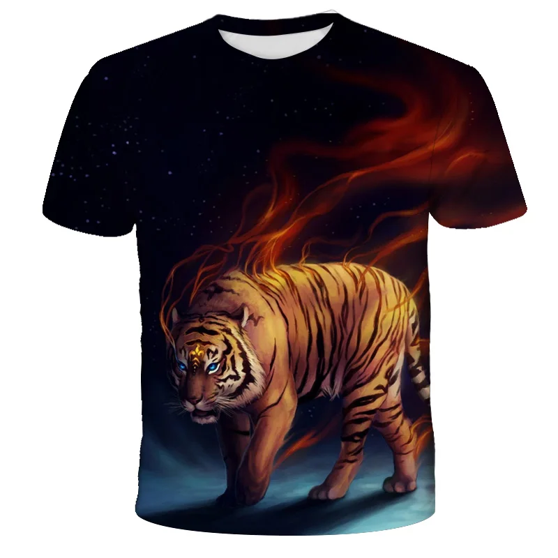 

2023 New Animal Lion Tiger 3D T Shirts Casual Men Women Children Fashion Short Sleeve Boy girl Kids Printed Cartoon Cool Tops