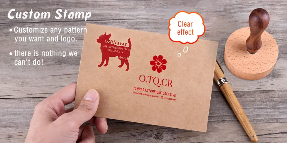 Description Picture 6 of itemPersonalized Stamps Wood Weddding Seal Stamp Logo Wedding Invitation Retro Engraved Rubber Large Size Stamp Custom