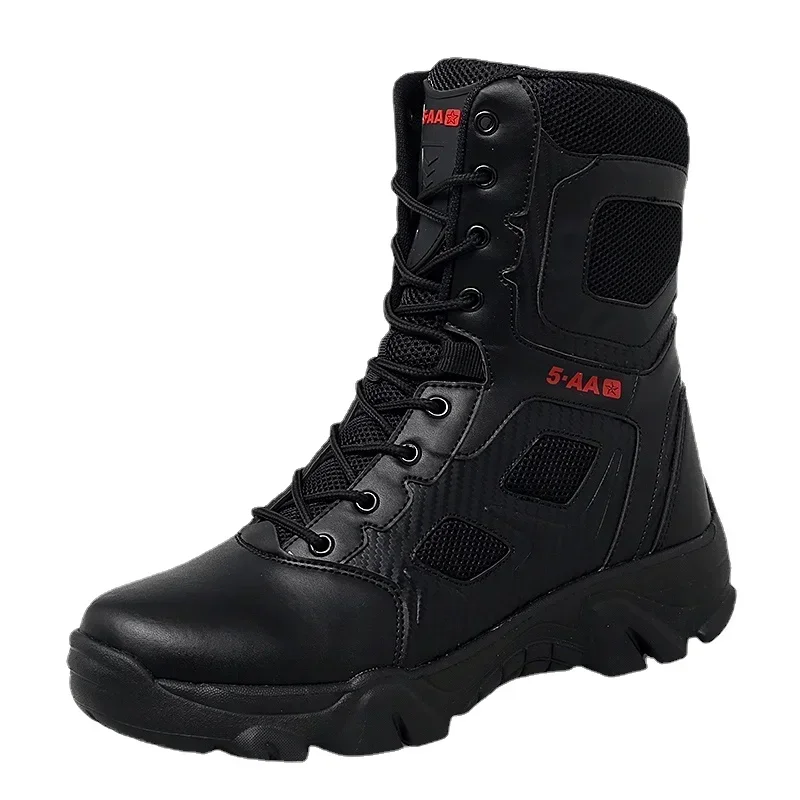 

Men Tactical Military Boots Mens Casual Shoes Leather SWAT Army Boot Motorcycle Ankle Combat Boots Black Botas Militares Hombre