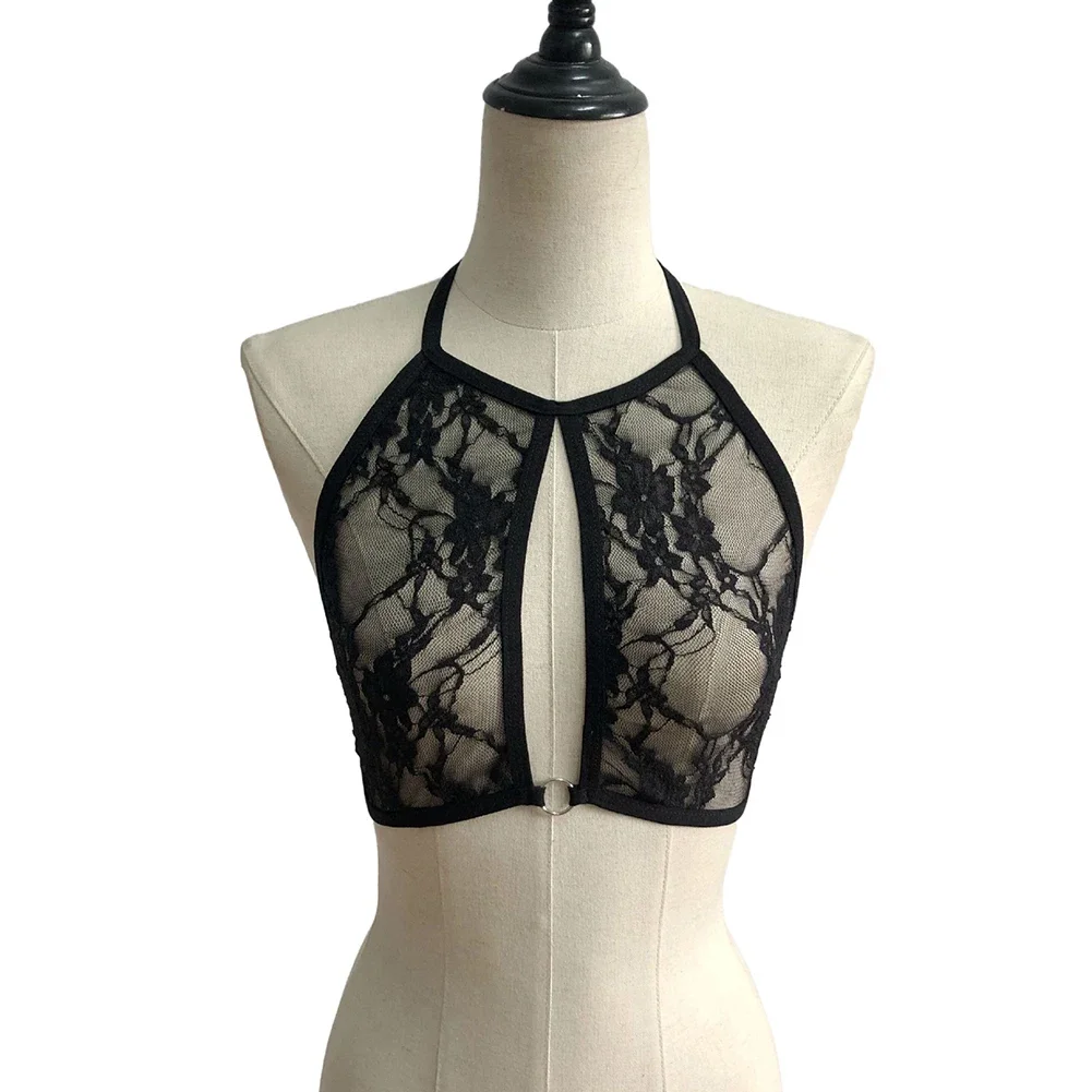 Women Lingerie Bra Lace Camisole Tops Sexy Hollow Elastic Underwear Transparent Camisole Mesh See Though Bra Crop Tops