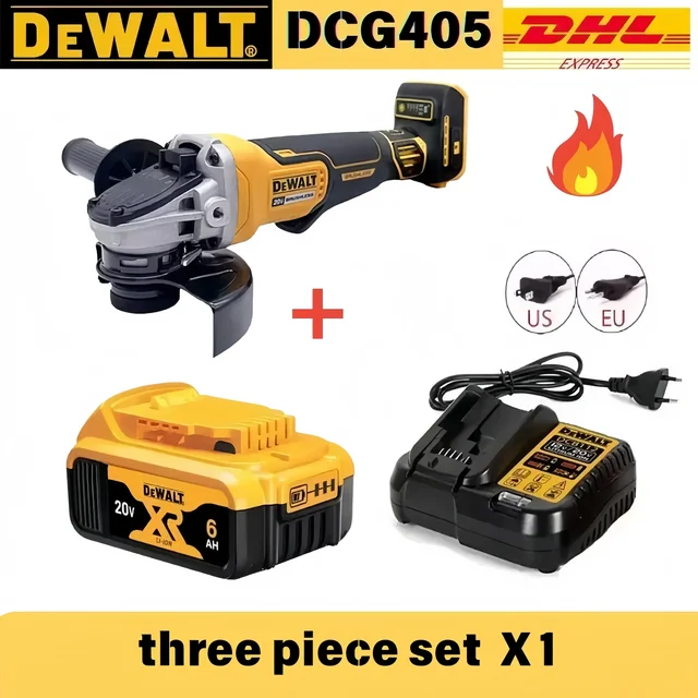 DEWALT DCG405 Meuleuse d'angle à tête plate 125 mm, machine à découper, outil sans fil 18 V, batterie lithium, outils sans balais 1