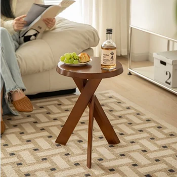Medieval Solid Wood Side Table Nightstand Wabi-sabi Style Storage cabinet Coffee Table Seating   nachttisch home furniture GY