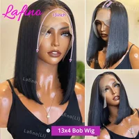 Perruque courte bob 13x6 HD Lace Frontal, lisse comme un bâton, sans colle, pré-coupée, avec closure 5x5, prête à porter, perruque en cheveux humains 13x4 pré-épilée 4
