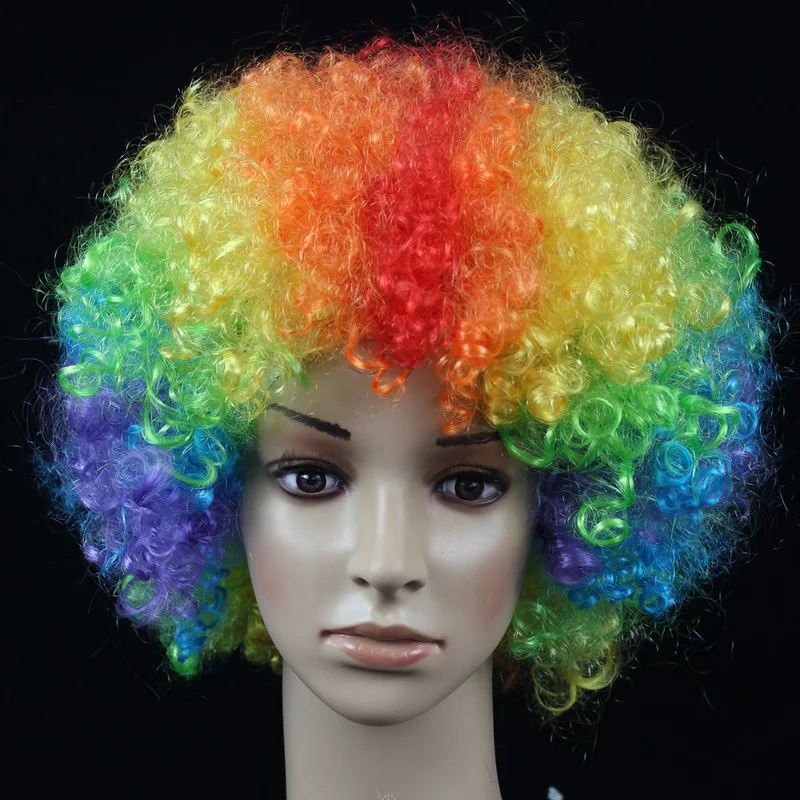 Funny Fluffy Wavy Curly Clown Wig Explosive Head Wig for Disco Birthday Party Christmas Halloween Dress Performance Decor Prop,synthetic wigs