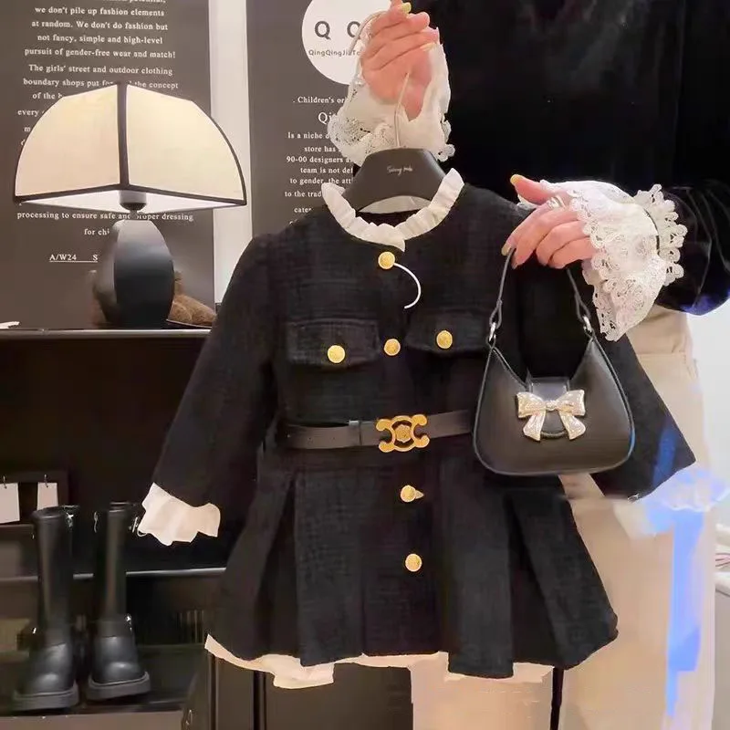 Autumn Kids Fleece Padded Girls Coat Dress