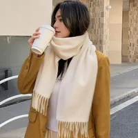 100% Wool Winter Scarf For Women Long Warm Cashmere Scarves Hijab Solid Lady Shawl Wrap Female Pashmina Bandana Head Scarfs New - Image 6