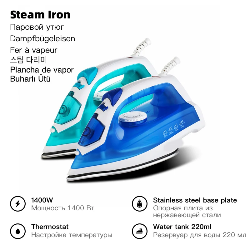

Steam Iron Handheld Stainless Steel Irons for Clothes Ironing Generator Electric Portable Laundry Appliances Home
